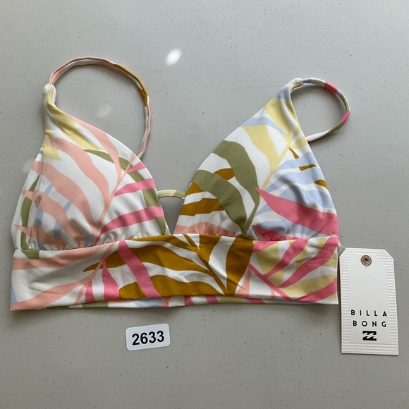 Billabong Swim Bikini Top Small Multicolor Tropic Jungle V Neck New - Picture 6 of 6